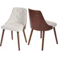Mendler 2x Chaises de Salle à Manger HWC-A75, pour visiteurs, bois courbé design Noyer Similicuir blanc