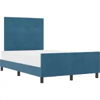 vidaXL Lit boxspring avec tête de lit bleu foncé 120 x 190 cm velours