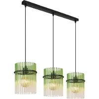 Globo Suspension noire Gorley avec verre vert 3 lumières