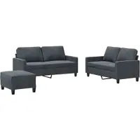 vidaXL Ensemble de canapés 3 pièces avec coussins gris foncé velours