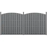 Neu.holz Clôture de jardin WPC Clôture pare-vue Clôture brise-vent Clôture à lamelles 376x(165-185) cm Ronde