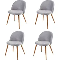 Mendler 4x chaise de salle à manger HWC-D53, fauteuil, style rétro années 50, en velours gris clair
