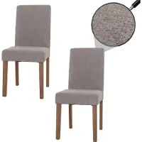 Mendler Lot de 2 chaises de salle à manger Littau, chaise de cuisine à dossier haut, tissu/textile chenille bois gris clair, pieds couleur naturelle