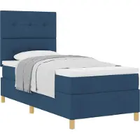 vidaXL Lit boxspring avec matelas avec tête de lit bleu 90 x 190 cm Tissu