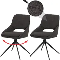 Mendler Fauteuil de salle à manger HWC-N73, chaise de cuisine, pivotante avec retour automatique, revêtue de tissu bouclé (540g/m²), couleur gris foncé