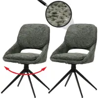 Mendler Fauteuil de salle à manger HWC-N73, chaise de cuisine, pivotante avec retour automatique, revêtue en tissu chenille (490 g/m²), couleur verte
