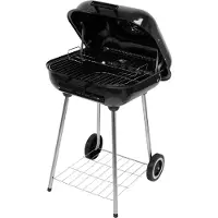 LUND Barbecue au charbon de bois 45x40 cm avec couvercle, Barbecue de camping