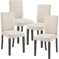 En.casa Chaise de salle à manger 'Hamburg' (lot de 4) Chaise rembourrée Textile Pieds en bois Beige