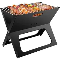 Spies Online Barbecue pliable - 44,5 x 30,5 x 35 cm - BBQ - Grill - Portable - Grill portable - Grill à charbon - Pliable - Compact - Mini Grill - Noir mat