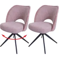 Mendler Chaise de salle à manger HWC-N72, modèle rembourré, pivotante avec retour automatique, revêtue de tissu (420g/m²), couleur rose