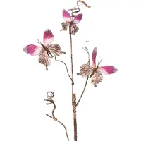 Clayre & Eef Décoration Branche 85 cm Rose Métal Papillons