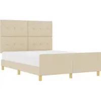 vidaXL Cadre de lit avec tête de lit Crème 140 x 190 cm Tissu