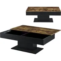 En.casa Table basse 'Lünen' avec 2 compartiments de rangement 40 x 110 x 60 cm imitation bois/noir