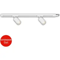 Briloner Rail Système de rail, kit d'extension, 2x GU10 Spots, pivotant, orientable, blanc, 0,75 m