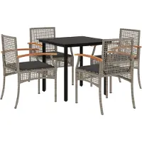 vidaXL Ensemble de jardin 5 pièces avec coussins Gris Poly rotin