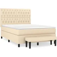 vidaXL Lit boxspring avec matelas Crème 140x200 cm Tissu