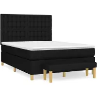 vidaXL Lit boxspring avec matelas noir 140x190 cm Tissu