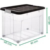 Novaliv 3x boîtes de rangement avec couvercle Grand 80L Anthracite emboîtable empilable avec fermeture à clip Boîtes à roulettes plastique BPA-free 61x40x45 cm