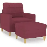 vidaXL Fauteuil avec pouf vin rouge 60 cm Tissu