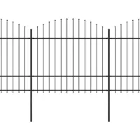 vidaXL Clôture de jardin avec pointes de lance Acier (1,5 - 1,75) x 3,4 m Noir
