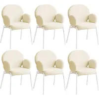 TecTake Chaise rembourrée Scandi, tissu bouclette - crème, Lot de 6