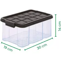 Novaliv 3x boîtes de rangement avec couvercle 5L anthracite Storage boxes empilables Nestbar avec fermeture à clip plastique BPA-free 30 x 19 x 14 cm
