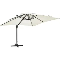 Oviala Parasol déporté inclinable et rotatif 3 x 3m en aluminium écru - Malaga