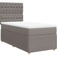 vidaXL Lit boxspring avec matelas Taupe 90x200 cm Tissu