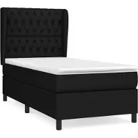 vidaXL Lit boxspring avec matelas noir 100x200 cm tissu