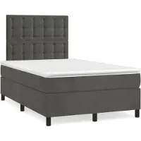 vidaXL Lit boxspring avec matelas gris foncé 120x190 cm velours