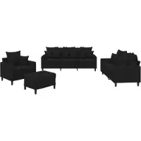 vidaXL Ensemble de canapés 4 pièces avec coussins Noir velours