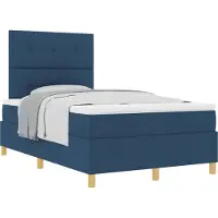 vidaXL Lit boxspring avec tête de lit bleu 120 x 200 cm Tissu
