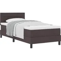 vidaXL Lit boxspring avec tête de lit brun foncé 100 x 200 cm Tissu