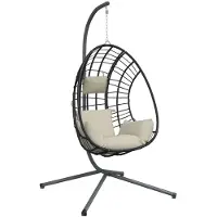vidaXL Fauteuil suspendu design oeuf avec support Beige Rotin et acier