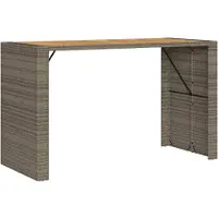 vidaXL Table de bar de jardin avec plateau en bois gris 185x80x110 cm Polyrattan