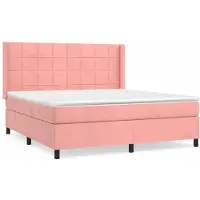 vidaXL Lit boxspring avec matelas rose 160x200 cm velours