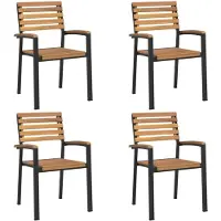 vidaXL Chaises de jardin empilables 4 pcs. Bois massif acacia et métal
