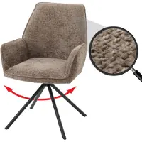 Mendler Chaise de salle à manger HWC-G67, chaise de cuisine avec accoudoirs, pivotante, position automatique, tissu chenille MVG, couleur marron