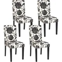 Generique Lot de 4 chaises de séjour Littau tissu jacquard, pieds foncés