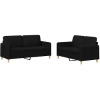 vidaXL Ensemble de canapés 2 pièces avec coussins Tissu noir