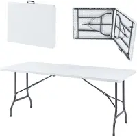 En.casa Table pliante 'Ljusnarsberg' 180x75x72cm plastique blanc