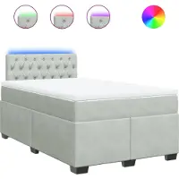 vidaXL Lit boxspring avec matelas gris clair 120x200 cm velours