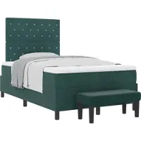 vidaXL Lit boxspring avec tête de lit, vert foncé, 200 x 120 cm, velours