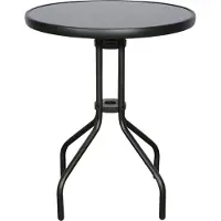 Ebuy24 Aske Table basse pour balcon et terrasse, Ø60 cm, noir/noir.
