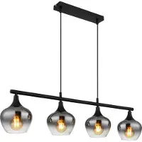 Globo Lampe à suspendre, métal, verre, fumé, 4 flammes, H 120 cm
