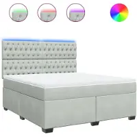 vidaXL Lit boxspring avec matelas gris clair 180x200 cm velours