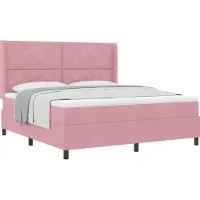 vidaXL Lit boxspring avec tête de lit rose 180 x 200 cm velours