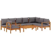 vidaXL Ensemble de 6 canapés de jardin avec coussins en bois massif d'acacia