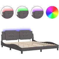vidaXL Sommier avec LED sans matelas « Zadar » gris 180 x 200 cm