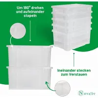 Novaliv Boîte de rangement avec couvercle 27L Anthracite Boîte plastique empilable Nestbar avec fermeture à clip Eurobox Boîte plastique sans BPA 46,5x36,5x24 cm